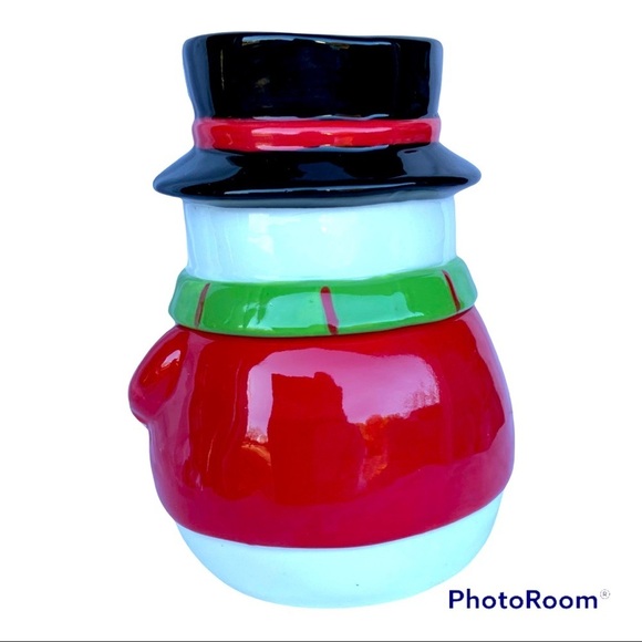 Snowman Jar Canister Ceramic Hand Painted Multipurpose Cookies Christmas Decor - Picture 4 of 16
